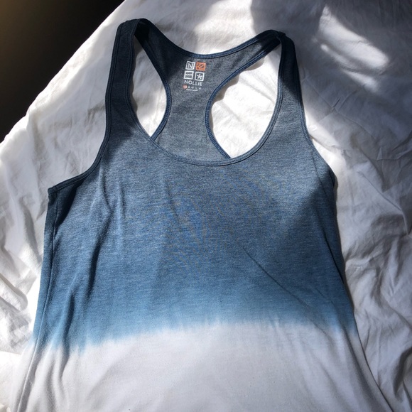 Blue and White Halter Back Tank Top - Picture 3 of 4